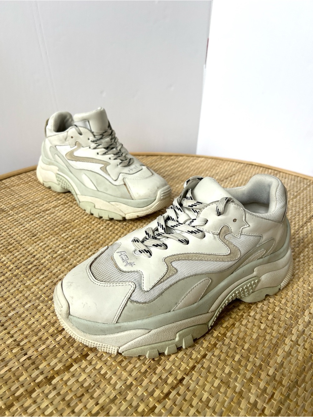 Ash Addict Womens chunky sneakers platform off white ice ecru 9.5-10/40